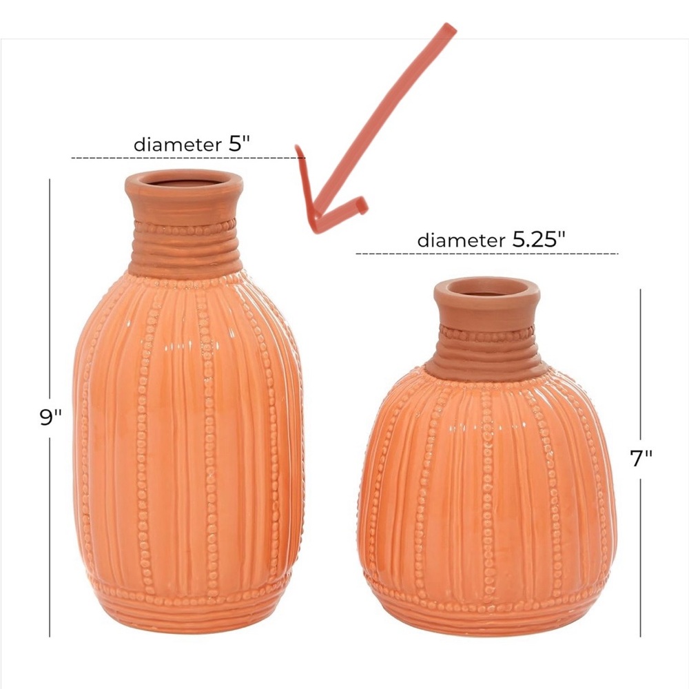 Studio 350 Tulipe 9.1” Orange Ceramic Handmade Vase